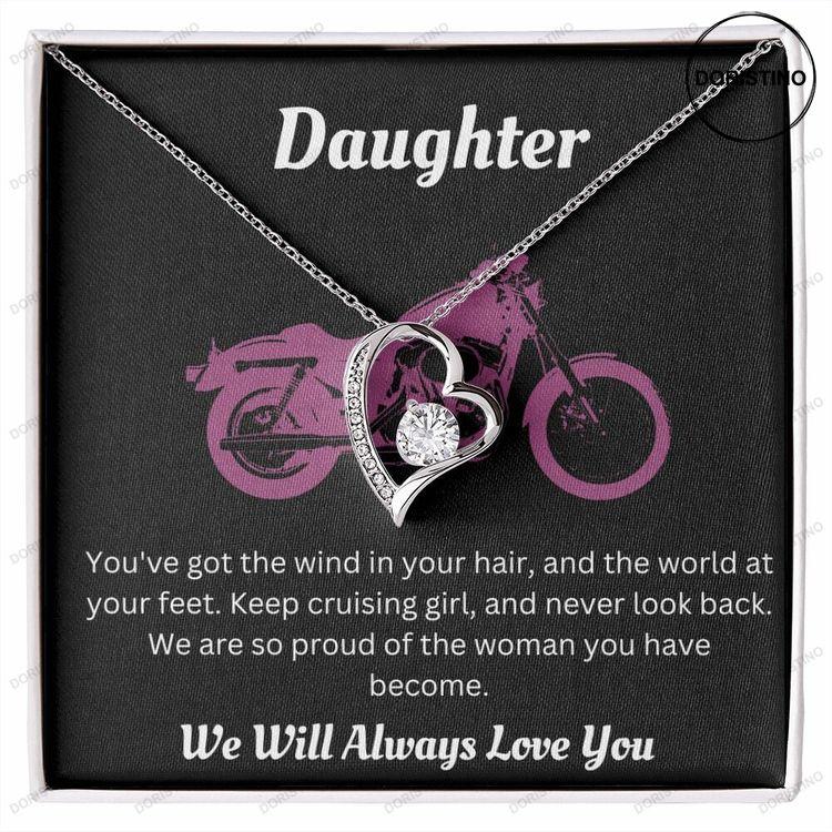 Forever Love Heart Necklace For Daughters Who Love Motorcycles With A Whiteyellow Gold Finish - A Sparkling Pretty Gift Doristino Trending Necklace