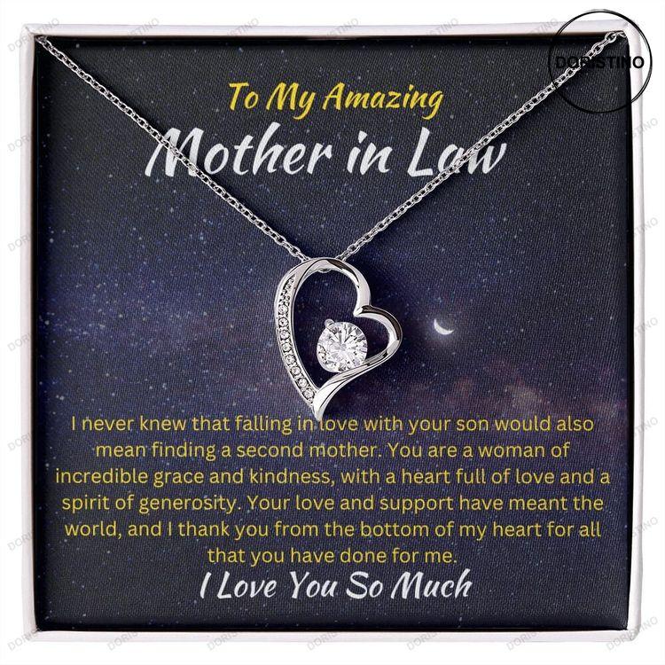 Forever Love Necklace For Mother-in-law Cubic Zirconia Heart Pendant Family Jewelry Gift Personal Sentimental Present Doristino Trending Necklace
