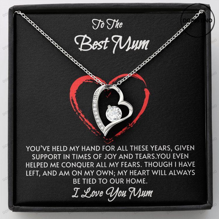 Forever Love Necklace For The Best Mum - Love Heart Necklace For Your Mother - Special Mothers Day Gift Message Card Jewellery For A Mum Doristino Trending Necklace
