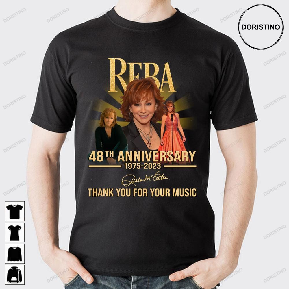 48th Anniversary 1975 2023 Reba Thank You For Memories Signature Limited Edition T-shirts