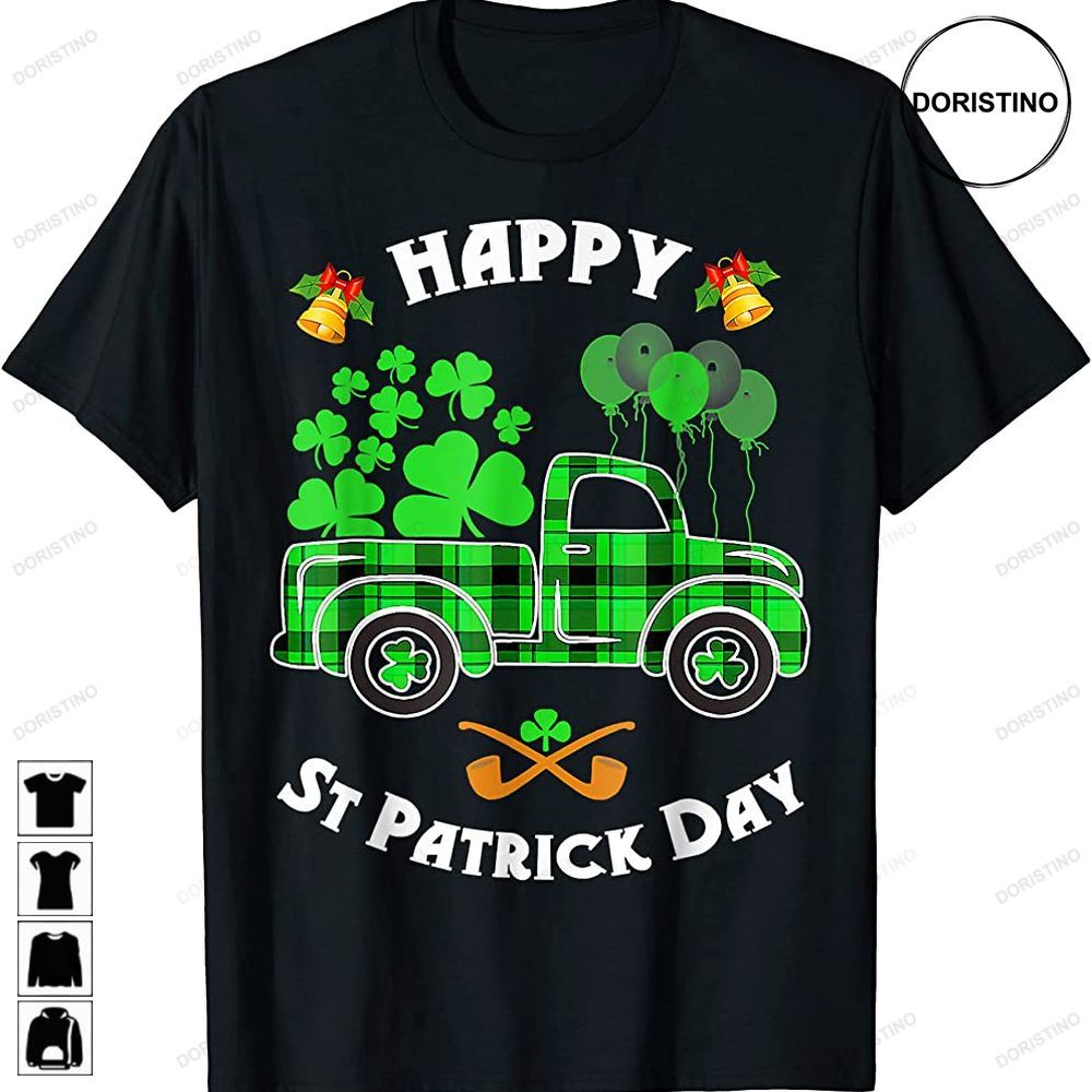 Buffalo Plaid Shamrock Vintage Truck Happy St Patricks Day Trending Style