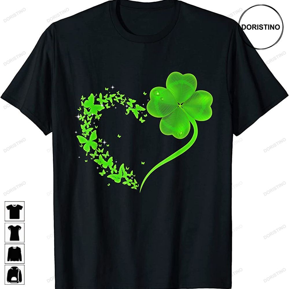 Butterfly Heart Leaf Irish St Patrick Day Clover Heart Limited Edition T-shirts