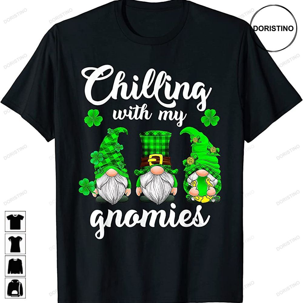 Chilling With My Gnomies Buffalo Plaid Shamrock Patricks Day Limited Edition T-shirts