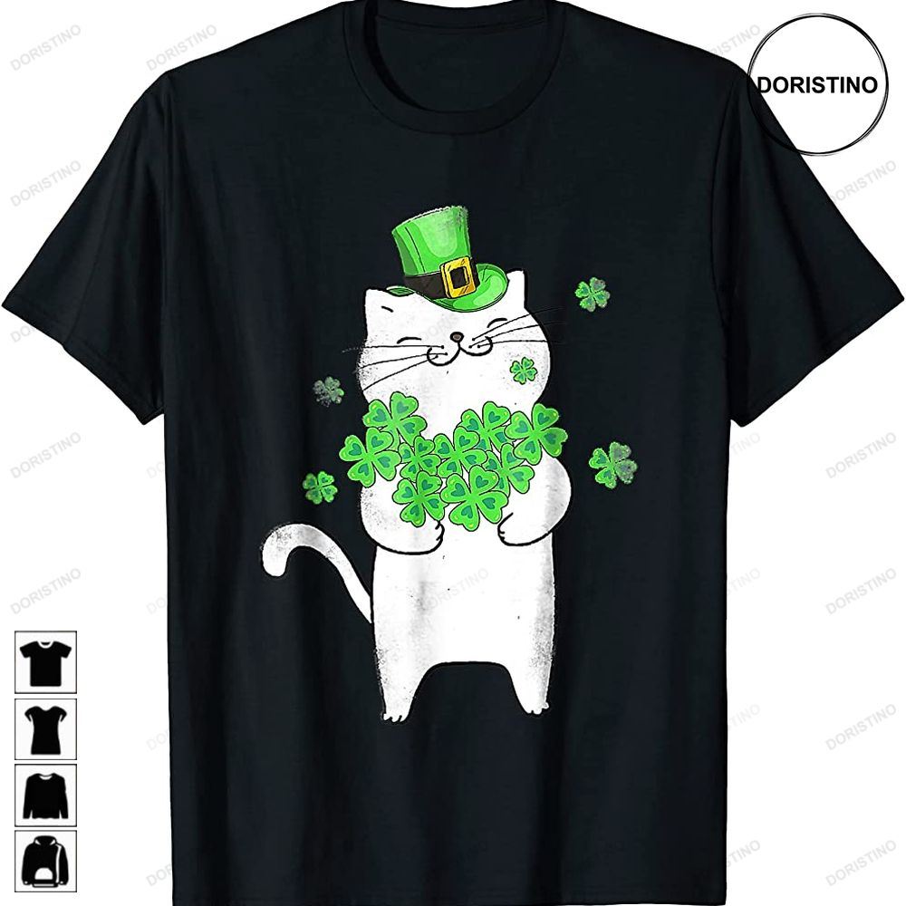 Cute Cat Lover Shamrock St Patricks Day Meowy Irish Catricks Awesome Shirts