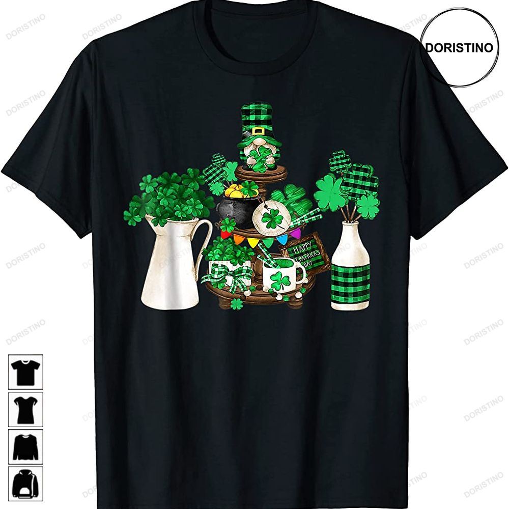 Cute Green Shamrock Decor With Happy St Patricks Day Gnome Awesome Shirts