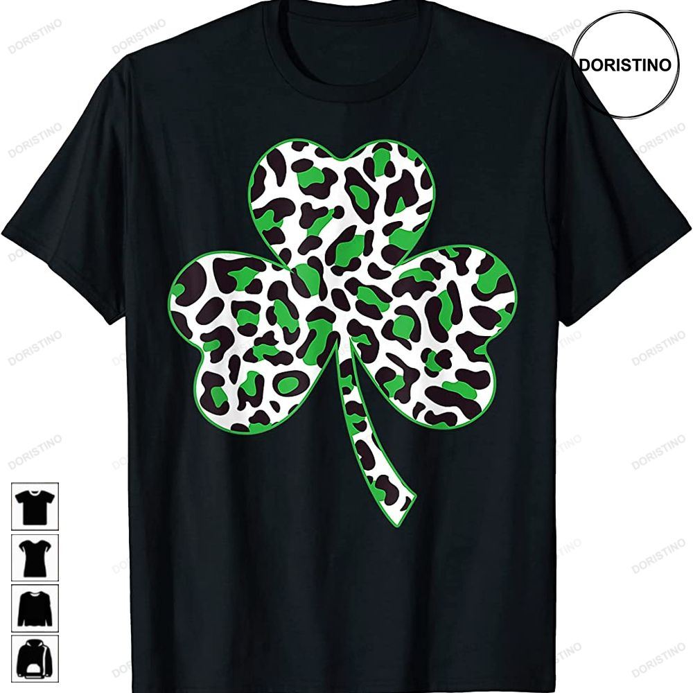 Cute Shamrock Leopard Print St Patricks Day Irish Pattern Awesome Shirts