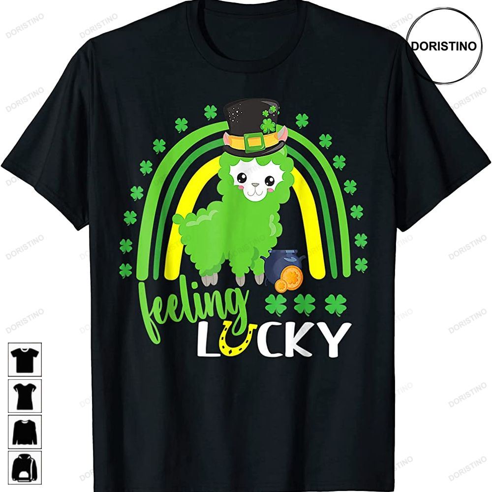 Cute St Patricks Day Rainbow Llama Feeling Lucky St Patricks Awesome Shirts