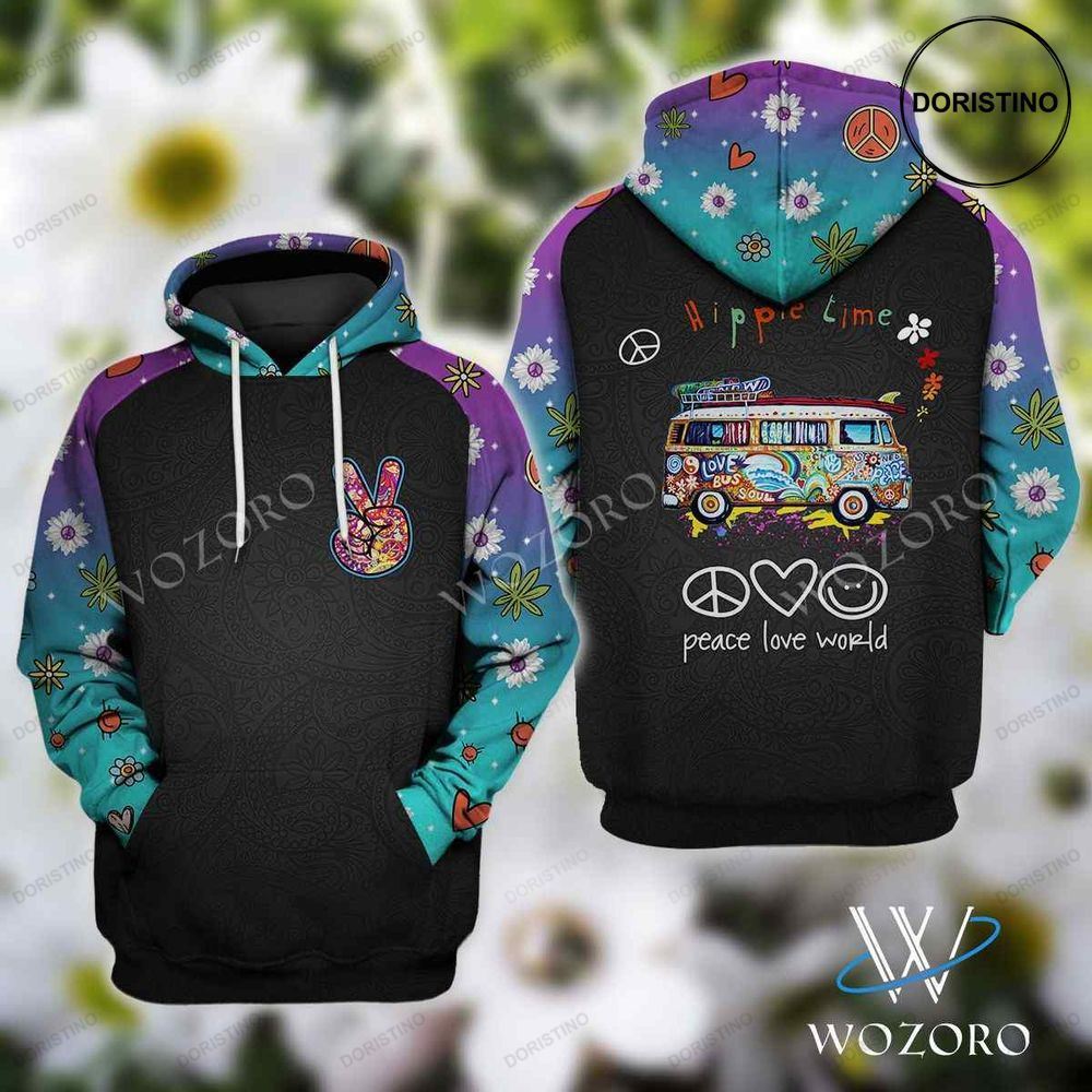 Hippie Time Peace Love World Car Limited Edition 3d Hoodie