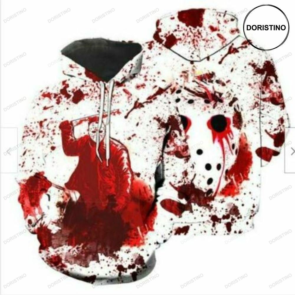 Horror Jason Voorhees Red Blood Halloween Awesome 3D Hoodie