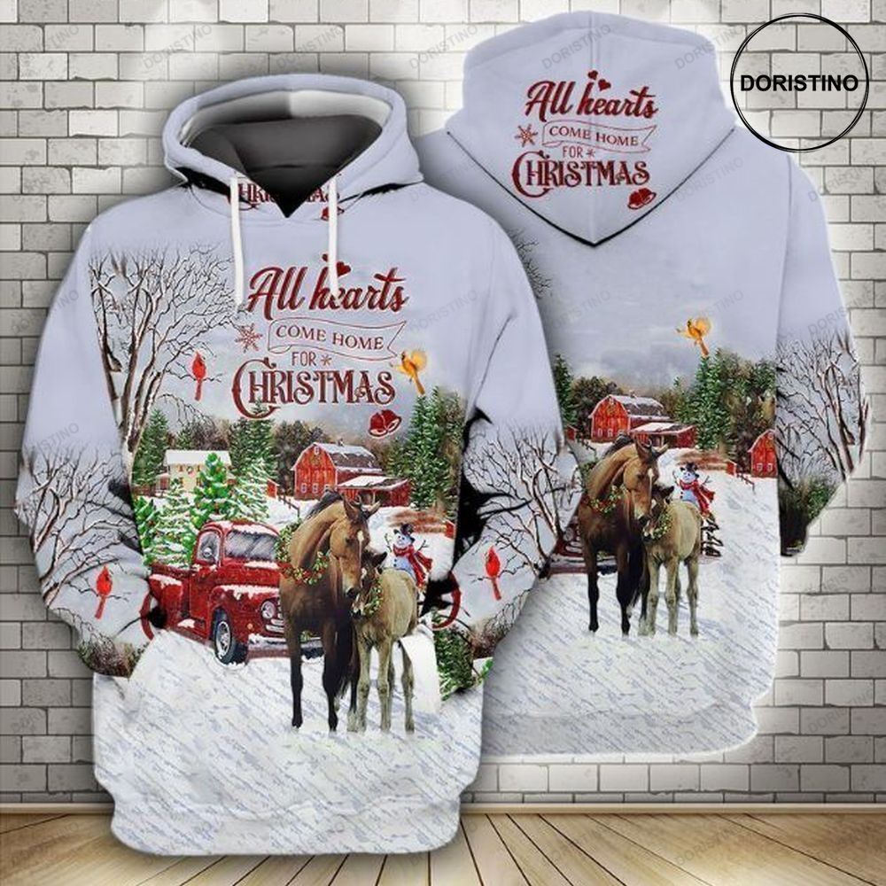 Horses All Hearts Come Home For Christmas Awesome 3D Hoodie