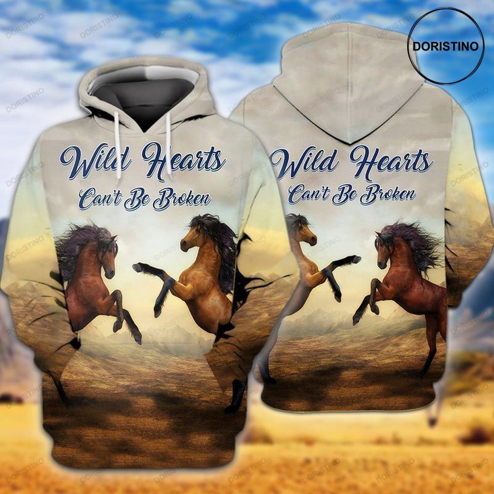 Horses Wild Hearts Cant Be Broken For Christmas Limited Edition 3d Hoodie