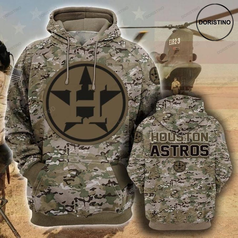 Houston Astros Camouflage Veteran Cotton Awesome 3D Hoodie