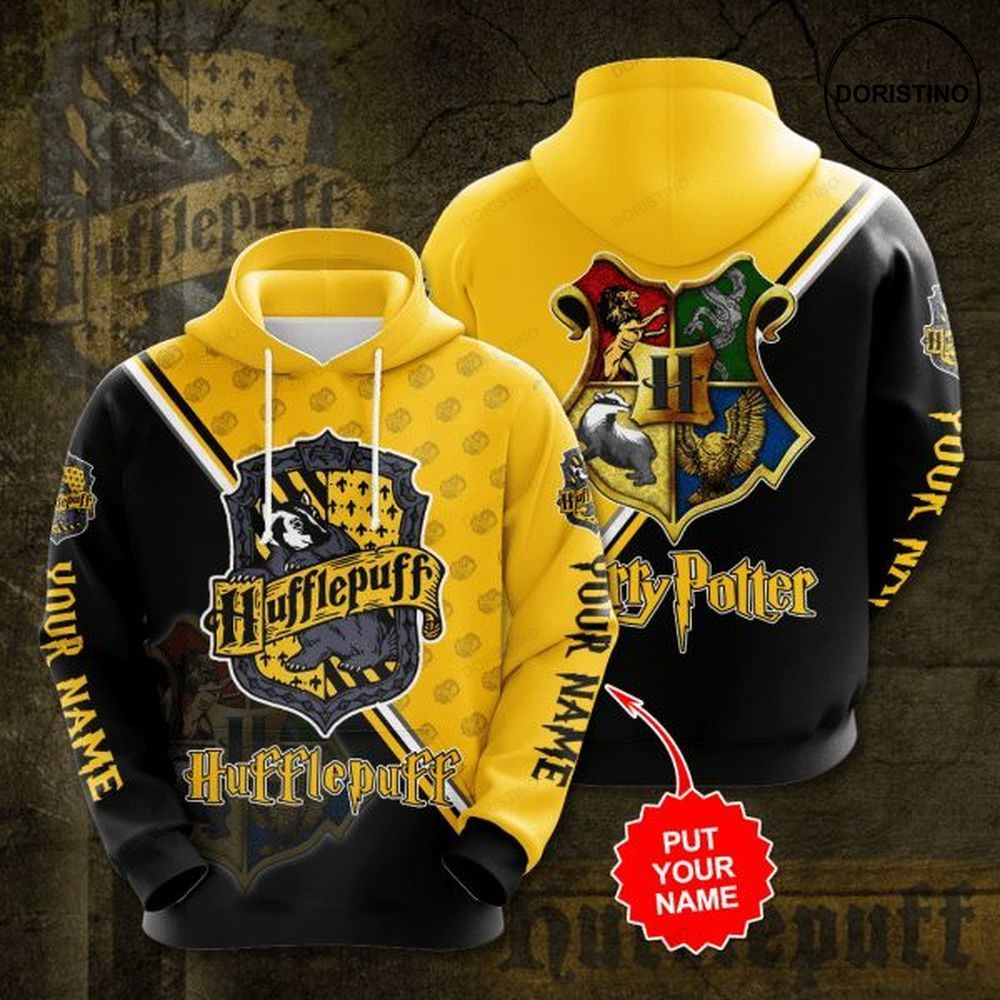 Hufflepuff Hogwarts School Harry Potter Design Gift For Fan Custom Ed All Over Print Hoodie