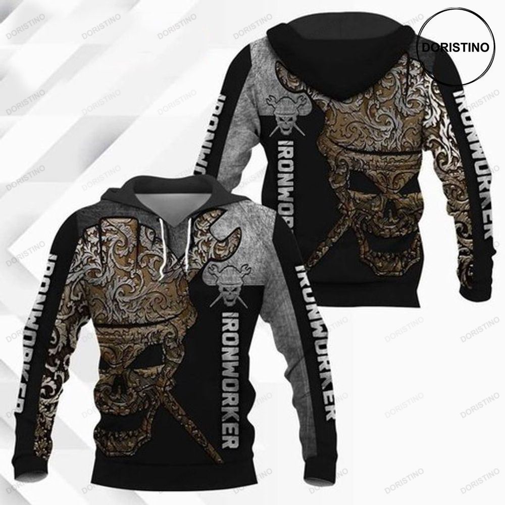 Iron Worker Style Skull Special Ing All Over Print Hoodie
