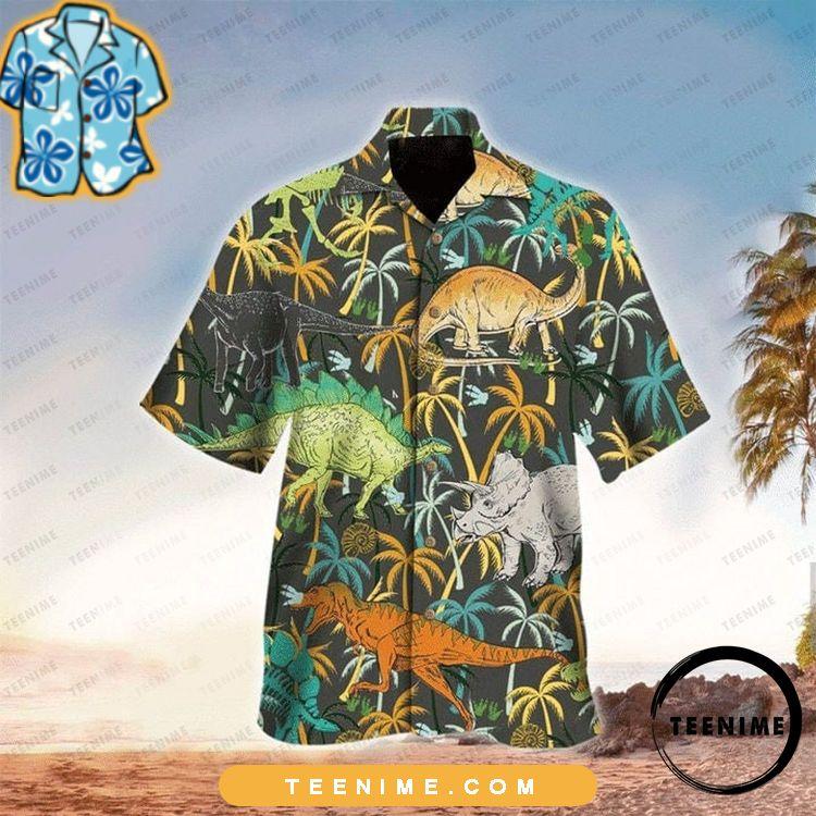 Palm Trees Dinosaurs Summer Time Teenime Hawaiian Shirt