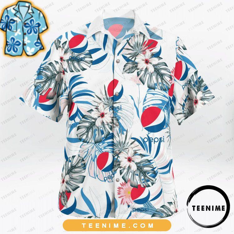 Pepsi Logo Full Printing Flowery Aloha Summer Beach White Teenime Awesome Hawaiian Shirt