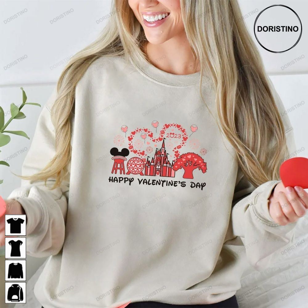 Disney Happy Valentines Xoxo Women Love Heart Cute Crewneck Cute Valentine Valentines Day 36c24 Trending Style