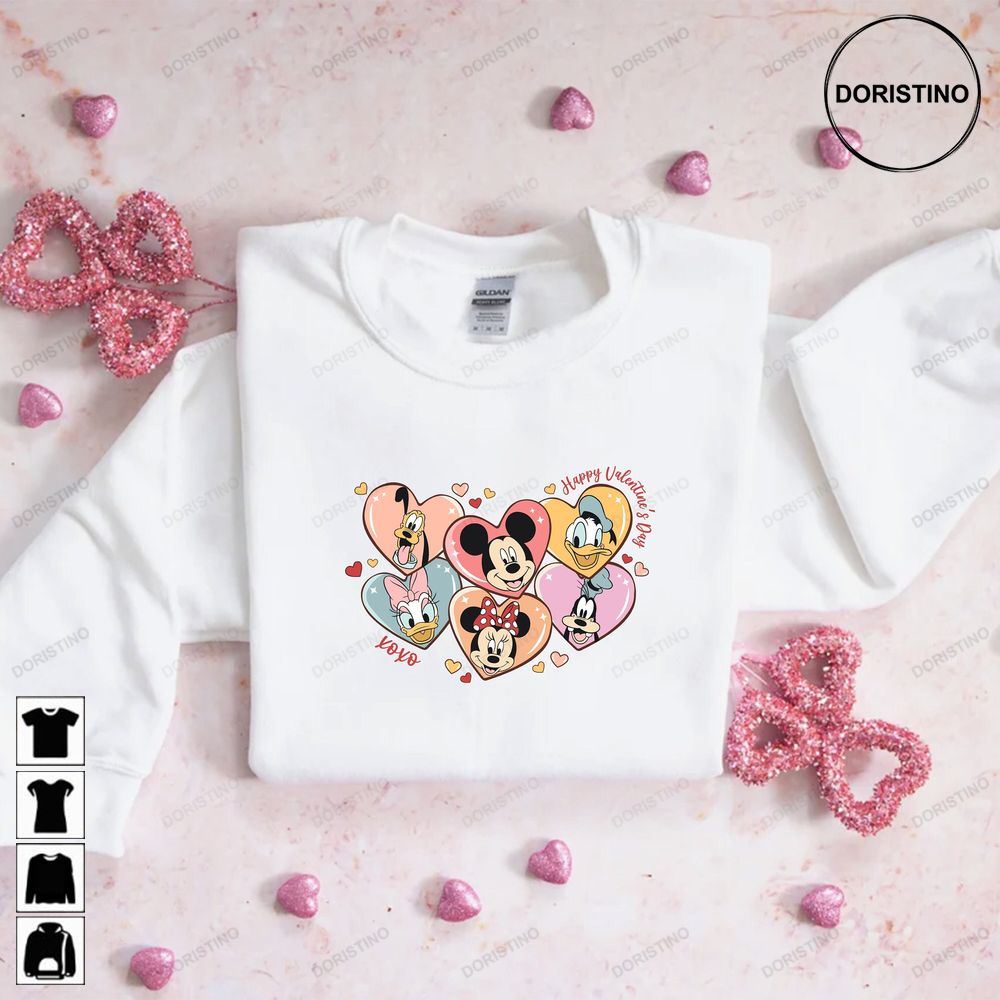 Disney Valentine's Day Mickey And Minnie Valentine's Day Happy Valentine's Day Mickey And Friends Limited Edition T-shirts