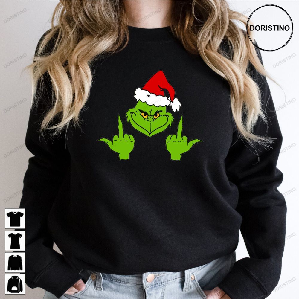 Funny Grinch's Middle Finger Christmas Cute Christmas Grinch Christmas Wreath Grinch Hand Christmas Trending Style