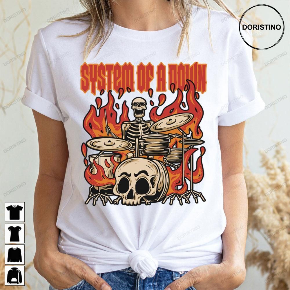 Skull Playing Drum System Of A Down Doristino Limited Edition T-shirts