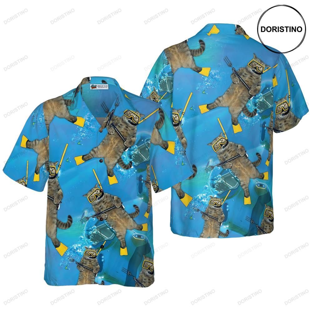 Cat Diver Awesome Hawaiian Shirt