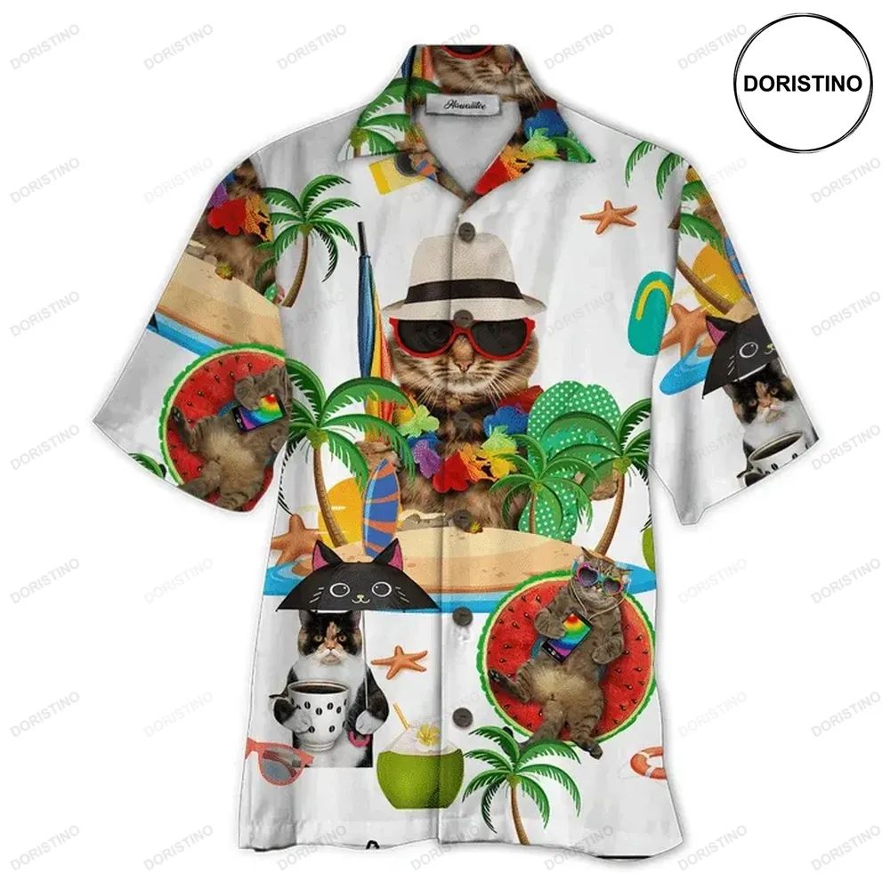 Cat In Beach Tropical Awesome Hawaiian Shirt