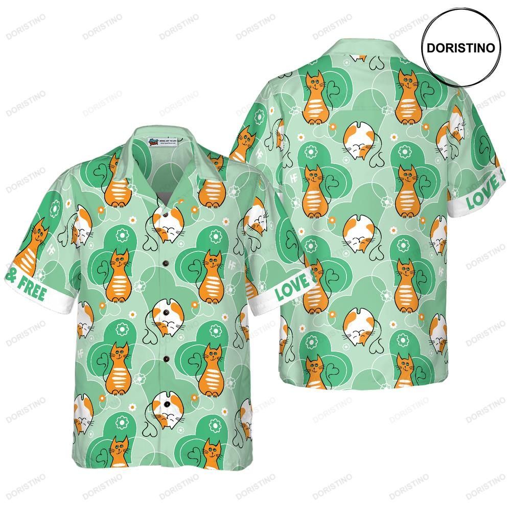 Cat Love And Free Awesome Hawaiian Shirt
