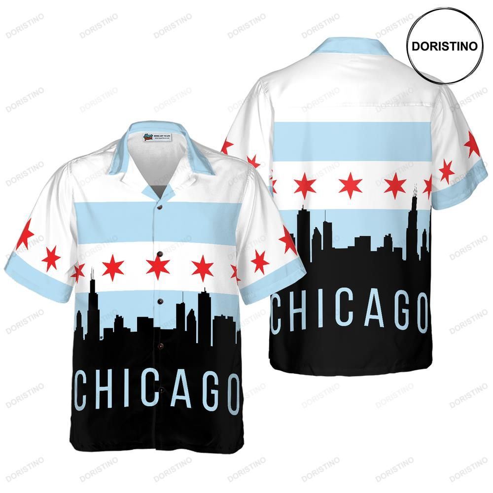 Chicago City Skyline Landmarks Awesome Hawaiian Shirt