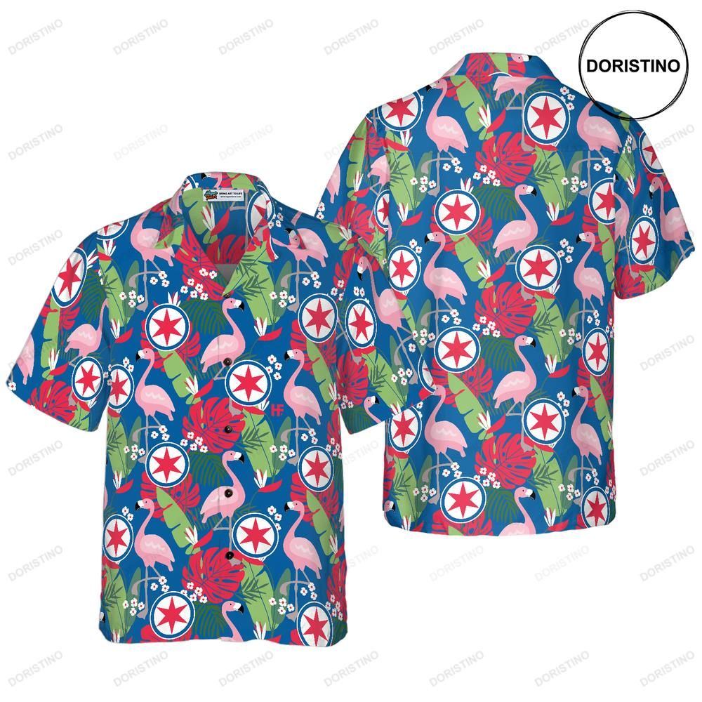 Chicago Floral Flamingo Hawaiian Shirt