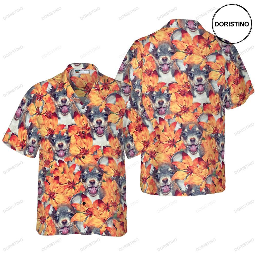 Chihuahua Puppies And Summer Flowers Limited Edition Hawaiian Shirt