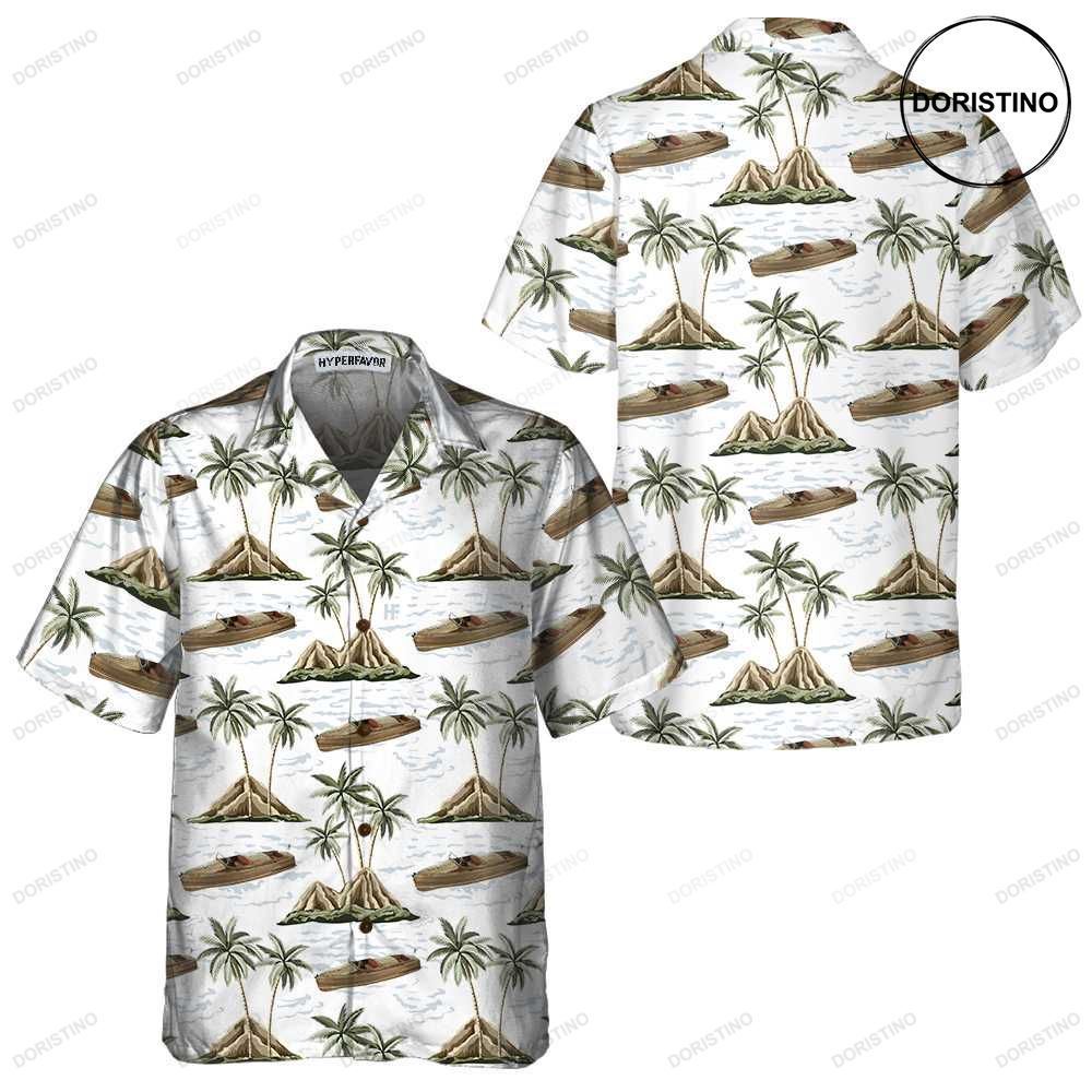 Chris-craft Boat Pattern Short Sleeve Sailboa Unique Nautical Limited Edition Hawaiian Shirt