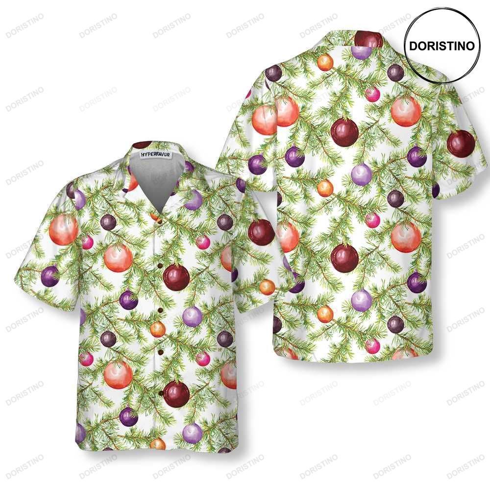 Christmas Baubles And Fir Tree Twigs Funny Christmas Tree Best Xmas Gift Idea Awesome Hawaiian Shirt