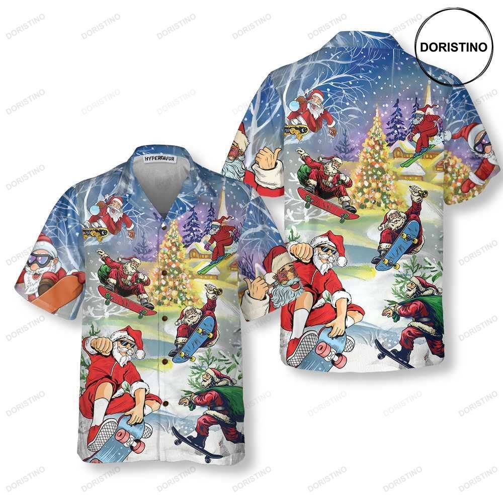 Christmas Come On Skateboard With Santa Funny Christmas Santa Claus Gift For Ch Awesome Hawaiian Shirt