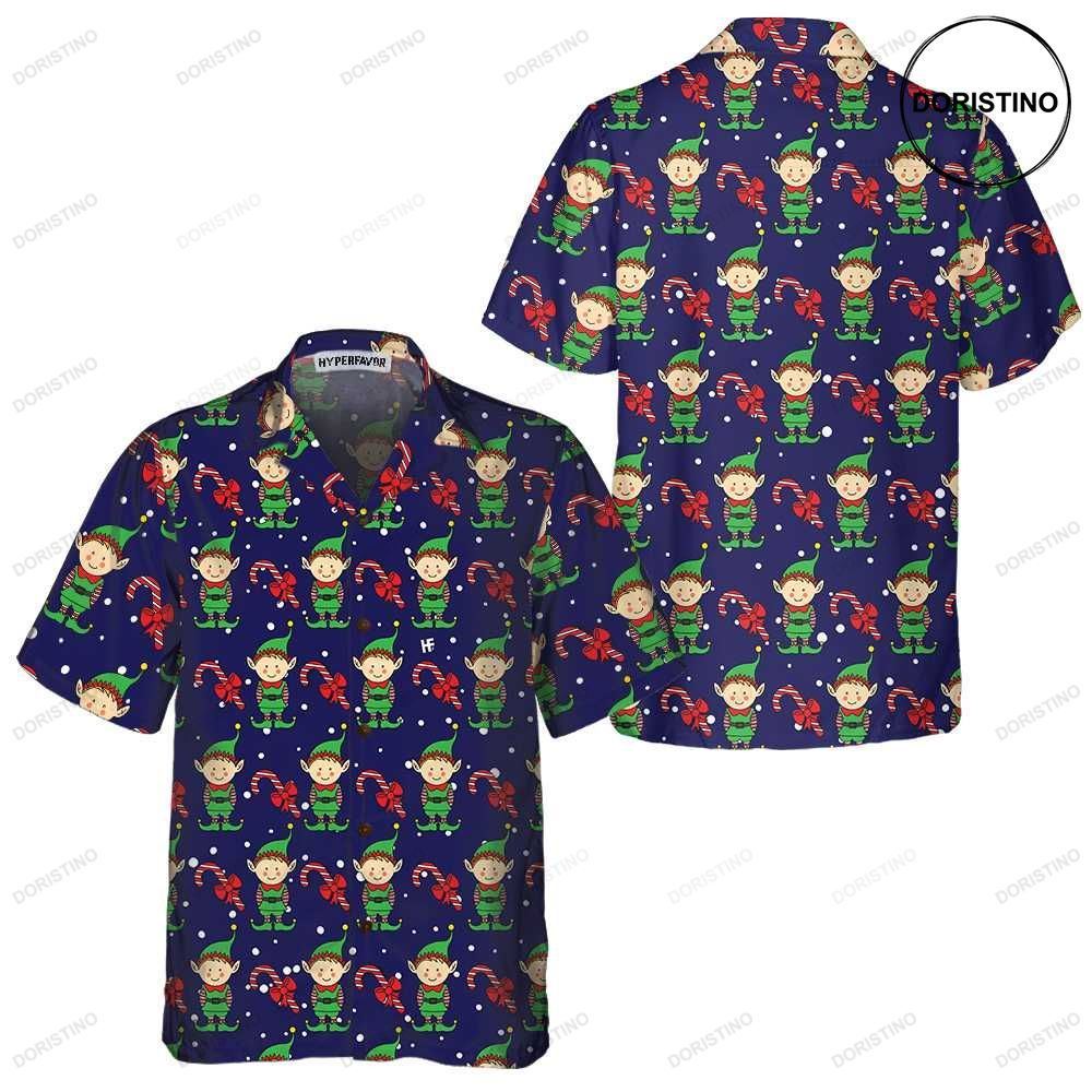 Christmas Elves On Blue Elf Christmas Best Xmas Gift Idea Awesome Hawaiian Shirt