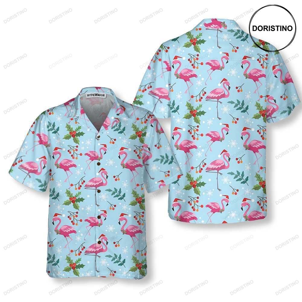 Christmas Flamingo Seamless Pattern Christmas Flamingo Best Xmas Gift Idea Hawaiian Shirt