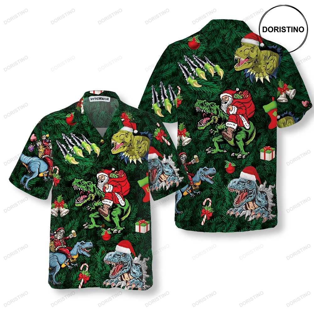 Christmas Holiday With T-rex Funny Dinosaur Christmas Best Xmas Gift Idea Limited Edition Hawaiian Shirt