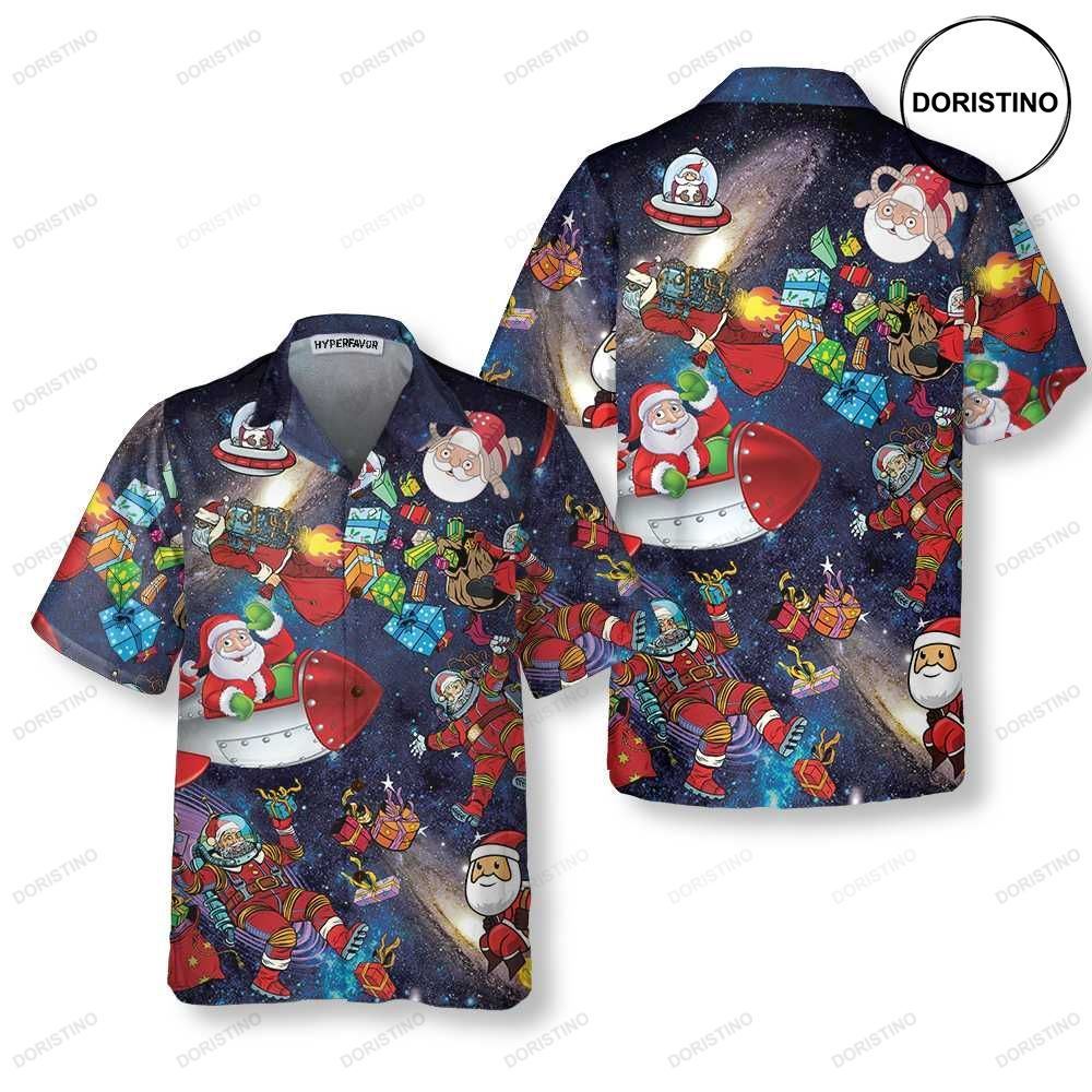 Christmas In The Space Funny Christmas Best Gift For Christmas Awesome Hawaiian Shirt