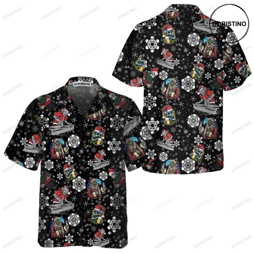 Christmas Party Night With Skeletons Santa Skeleton Best Gift For Christmas Hawaiian Shirt