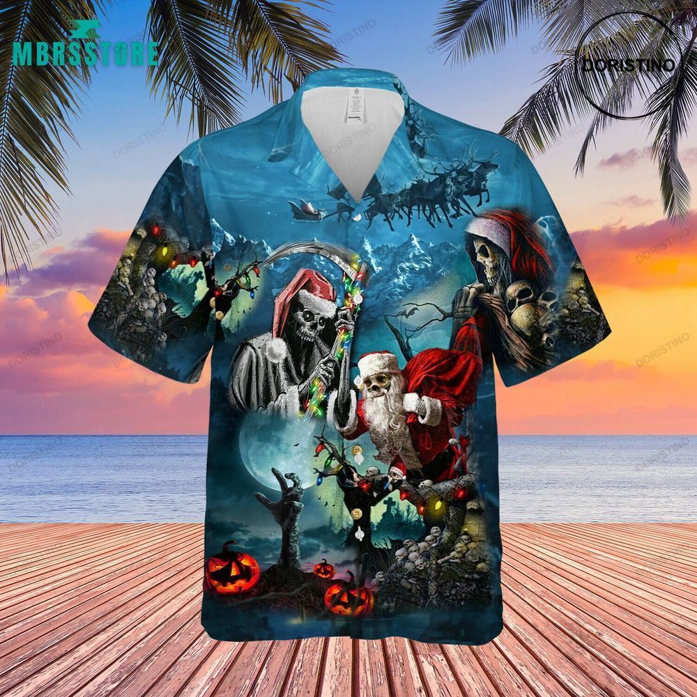 Christmas Santa Claus Skull Summer Vintage Beach Awesome Hawaiian Shirt