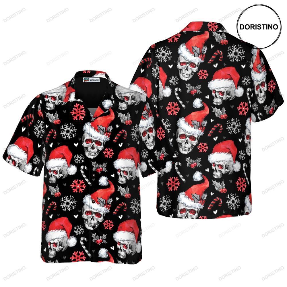 Christmas Skulls With Candy Canes Christmas Skull Christmas For Men Hawaiian Shirt