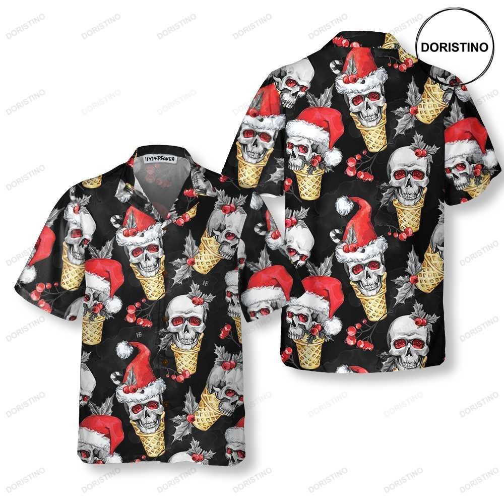 Christmas Skulls With Waffle Cone Funny Skull Christmas Best Gift For Christmas Limited Edition Hawaiian Shirt