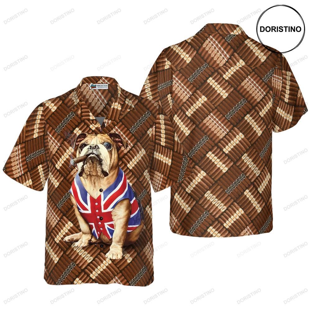 Cigars And Bulldog For Men Awesome Hawaiian Shirt