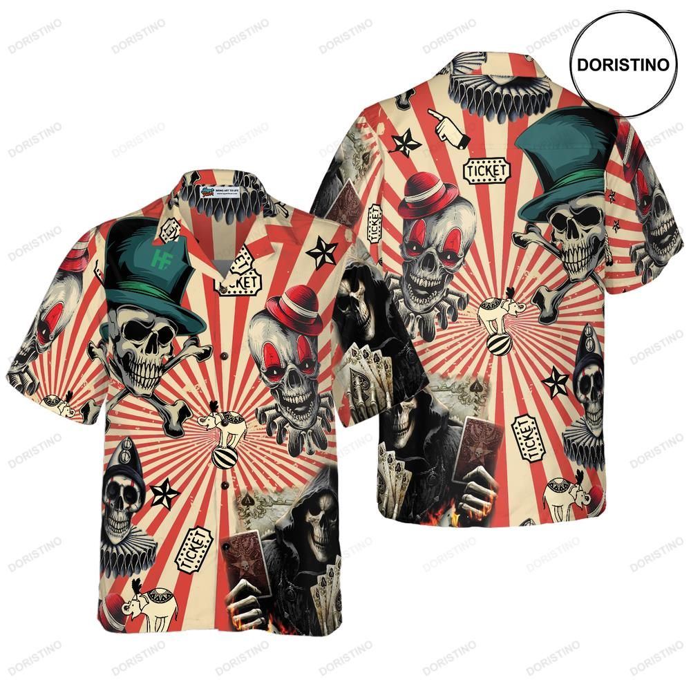 Circus Mysteries With Skull Magicians And Clowns Limited Edition Hawaiian Shirt