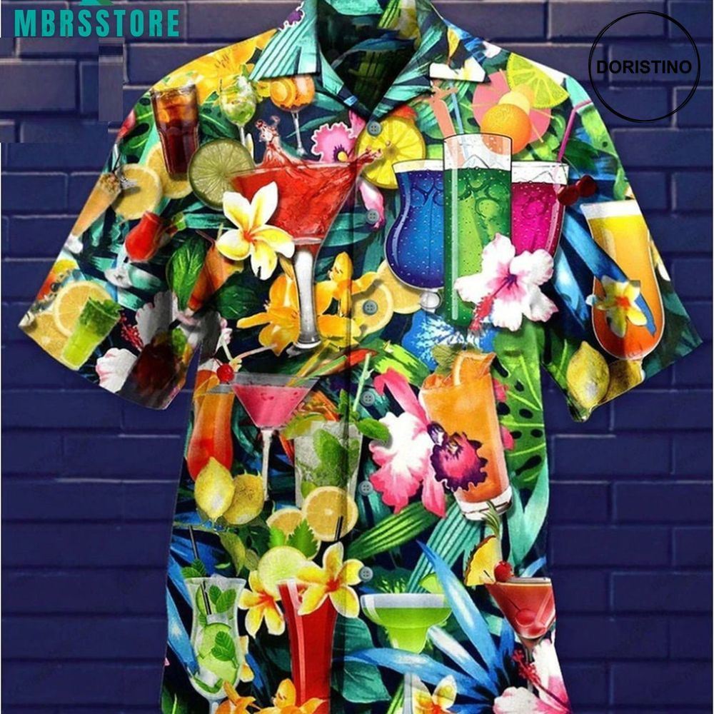 Cocktail Flowers Vintage Beach Short Sleeve Limited Edition Hawaiian Shirt