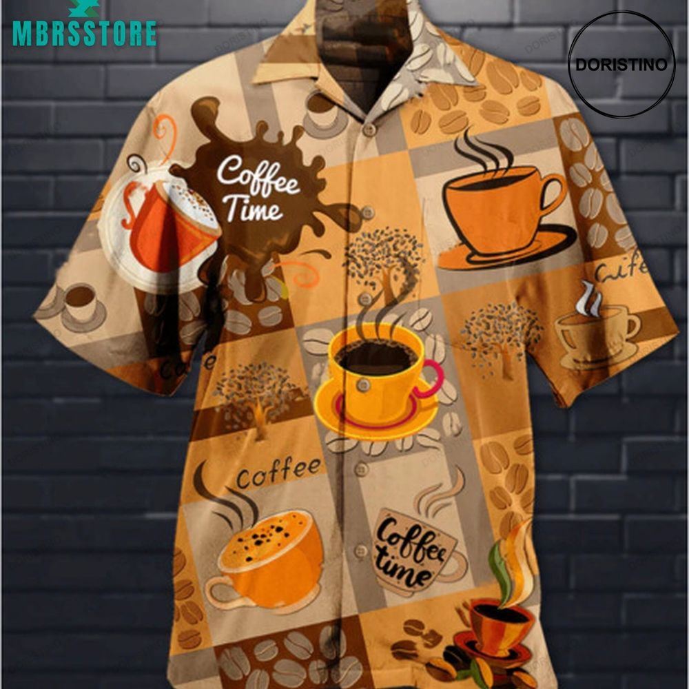Coffee Time Vintage Beach Short Sleeve Coffee Hawaiian Shirt