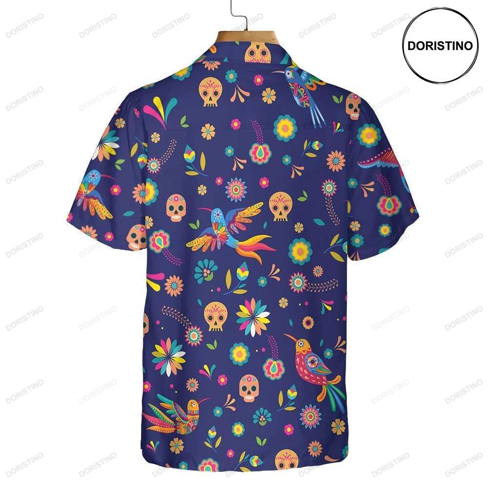 Colorful Alebrijes Birds And Bright Floral Mexican Culture Mexican Sugar Skull Awesome Hawaiian Shirt