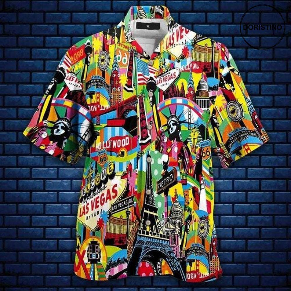 Colorful Las Vegas City American Hawaiian Shirt