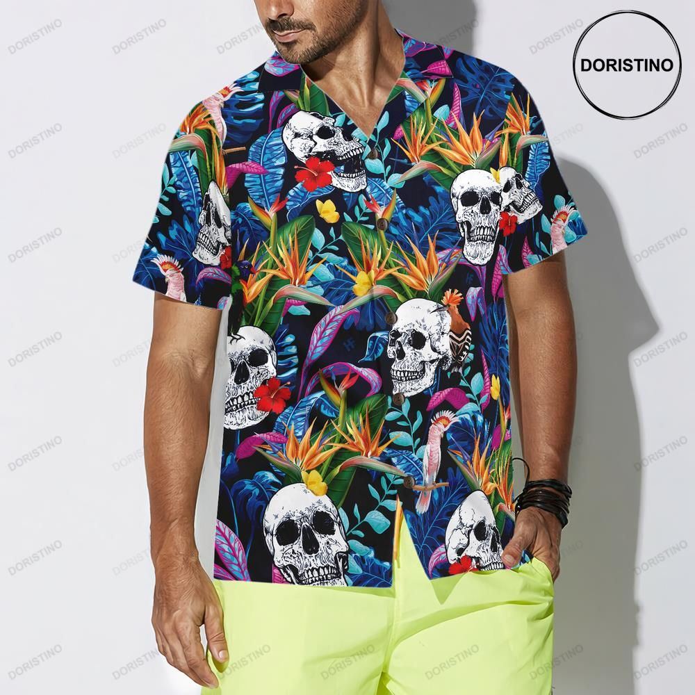 Colorful Tropical Forest And Skull Hawaiian Shirt