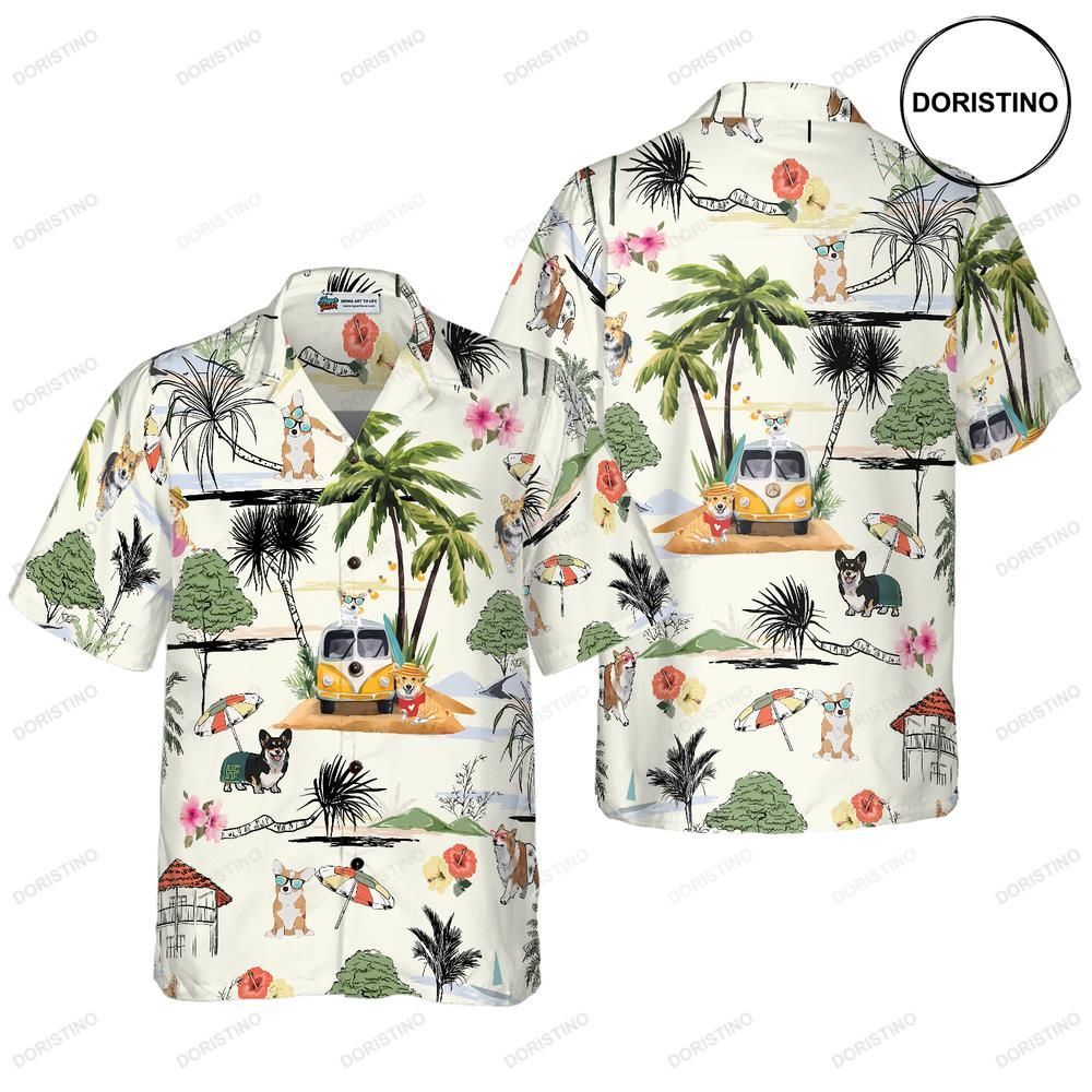 Corgi Hawaii Beach Awesome Hawaiian Shirt