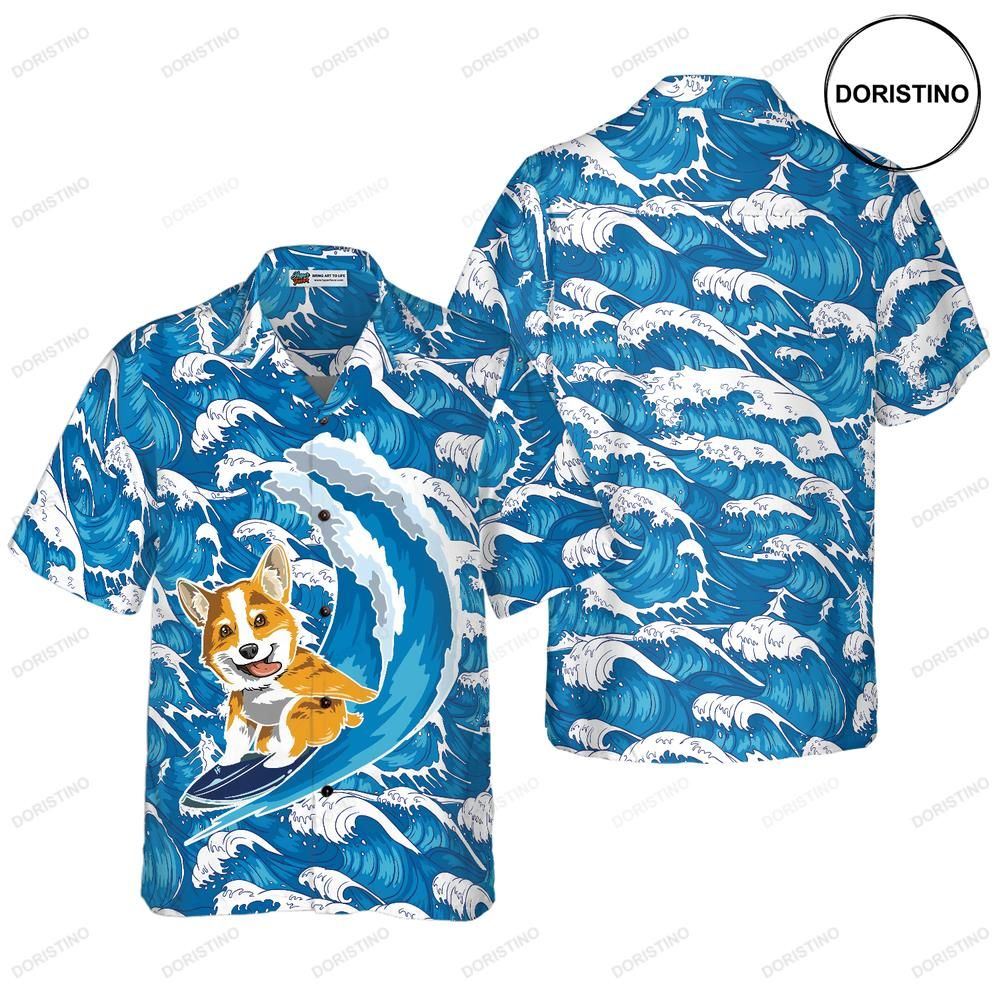 Corgi Surfing Dog Awesome Hawaiian Shirt